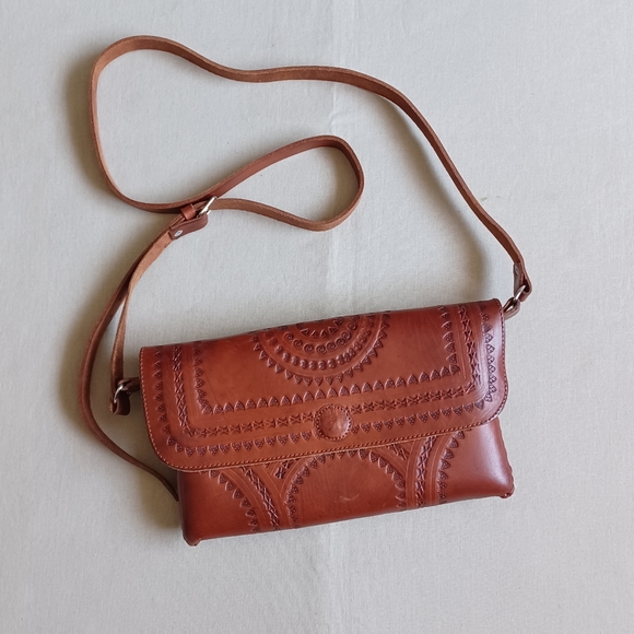 Handbags - Tooled Leather Crossbody Bag